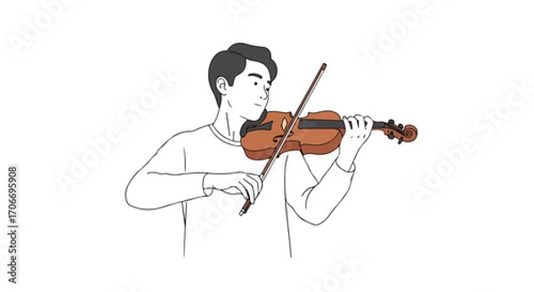 Fototapeta Elegant violin rendition, portraying passion and dedication to musical pursuits with graceful movements and focused expression