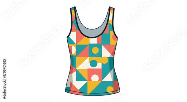 Fototapeta Sleeveless top with a playful geometric pattern creating a vibrant and eye catching design suitable for summer or casual wear