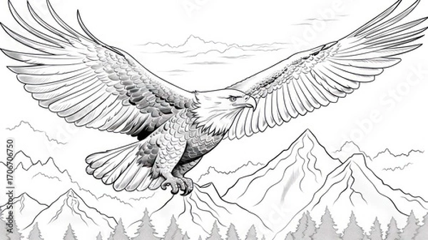 Obraz Eagle soaring over mountain landscape
