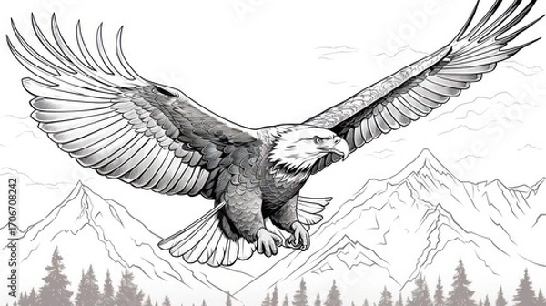 Obraz Eagle flying over mountains