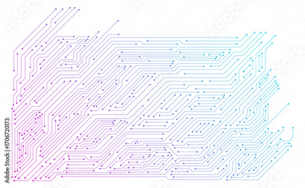 Fototapeta Abstract digital circuit board electronic computer processors cpu. Circuit board with connected lines and dots on an abstract digital motherboard.