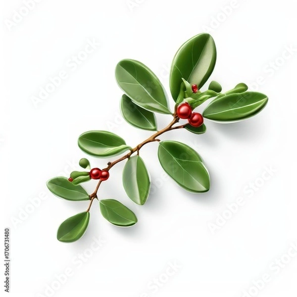 Fototapeta an AI Image Generator, Botanical Illustration of Green Branch