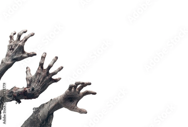 Obraz Zombie hands reaching from black background
