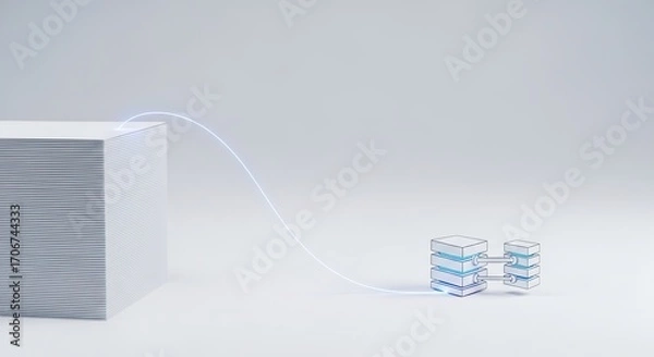 Fototapeta Seamless data transfer connecting servers with efficient cloud network, modern design for technology solutions