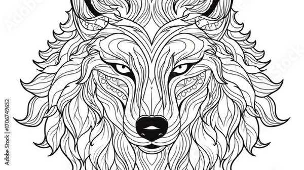 Obraz Ornamental wolf head design