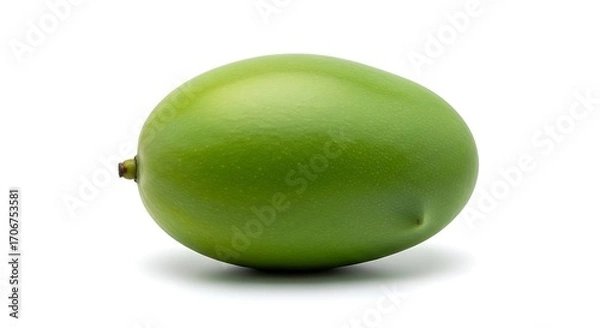 Obraz Single Green Mango on White Background.