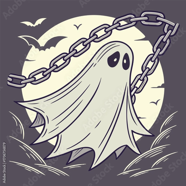 Obraz Spooky Ghost Floating with Chains