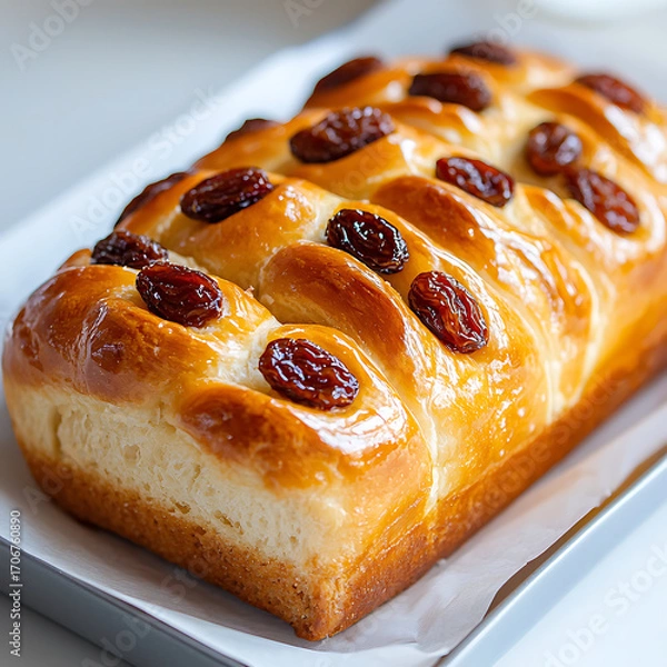 Obraz Baking fresh raisin bread kitchen food photography cozy environment close-up view culinary delight
