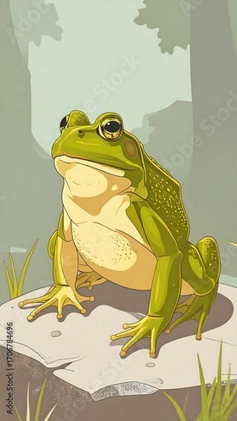 Obraz Frog on a rock in a forest