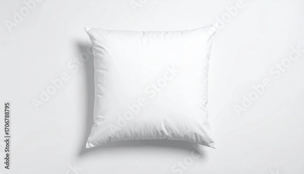 Fototapeta A High Angle, Studio Shot Showcases A Pristine White Pillow In A Clean, Minimalist Aesthetic, Perfect For Home Decor, Bedding, And Sleep Related Concepts.