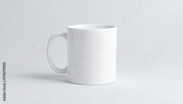 Fototapeta A White Mug On A Clean White Background, Ideal For Mockups And Product Displays, Suitable For Coffee, Tea, And Branding, A Versatile Visual Asset. With Comprehensive Details And Informative