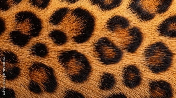 Fototapeta Close-up of leopard fur texture with distinctive spots