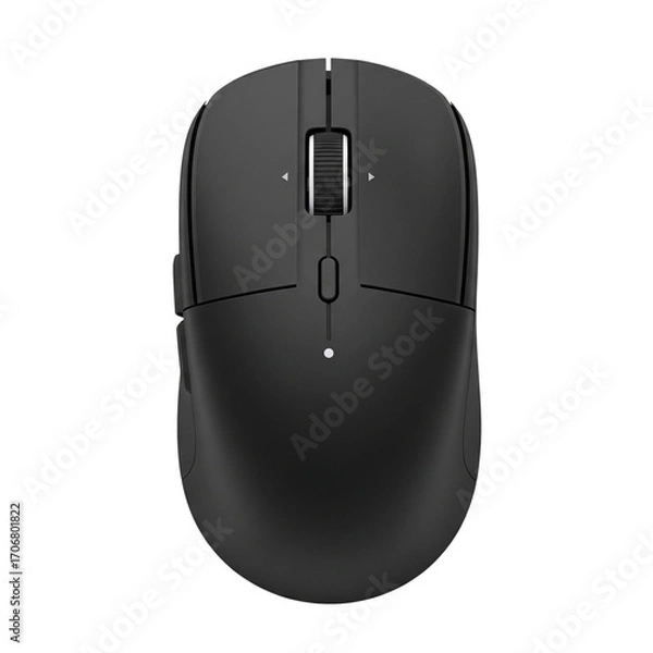 Fototapeta Black Wireless Computer Mouse, isolated on transparent background
