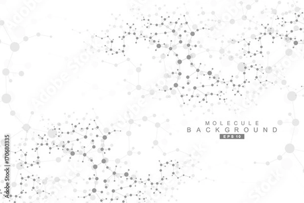 Fototapeta Structure molecule and communication. Dna, atom, neurons. Scientific concept for your design. Connected lines with dots. Medical, technology, chemistry, science background. Vector illustration.