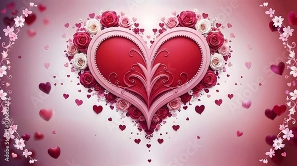 Obraz Large selection of invitation hearts, backgrounds, designs, cards, Wedding invitation.