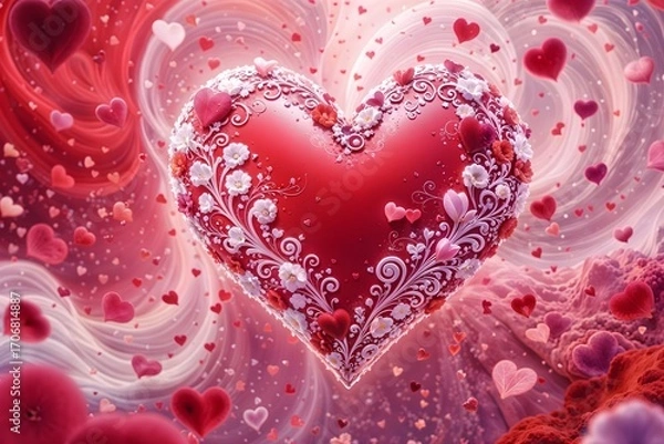 Obraz Large selection of invitation hearts, backgrounds, designs, cards, Wedding invitation.