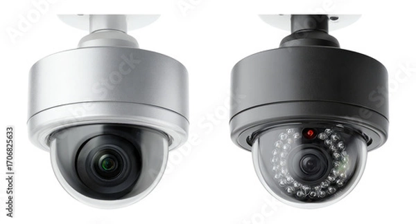 Fototapeta Security Cameras with Different Designs on Transparent Background for Stock Use