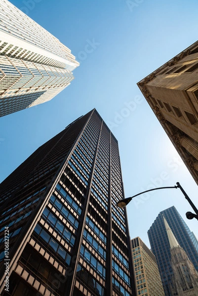 Fototapeta Urban skyscraper skyline in downtown Chicago