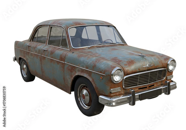 Fototapeta Vintage automobile with stunning rust textures, perfect for automotive history or restoration projects