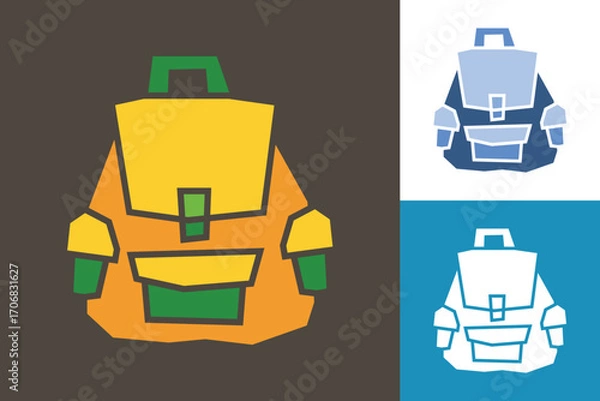Fototapeta Bag Colored Filled Icon made in Cutout and Flat Design in Three Color Style