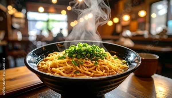 Obraz Hot steaming noodles in a restaurant