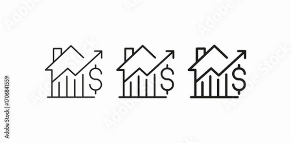 Obraz house market rise icon sign vector