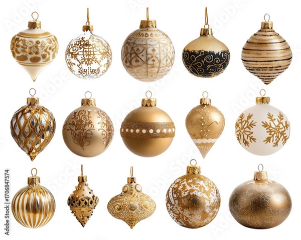 Fototapeta Ornamental spheres with golden patterns