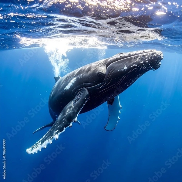 Obraz Humpback whale surfacing