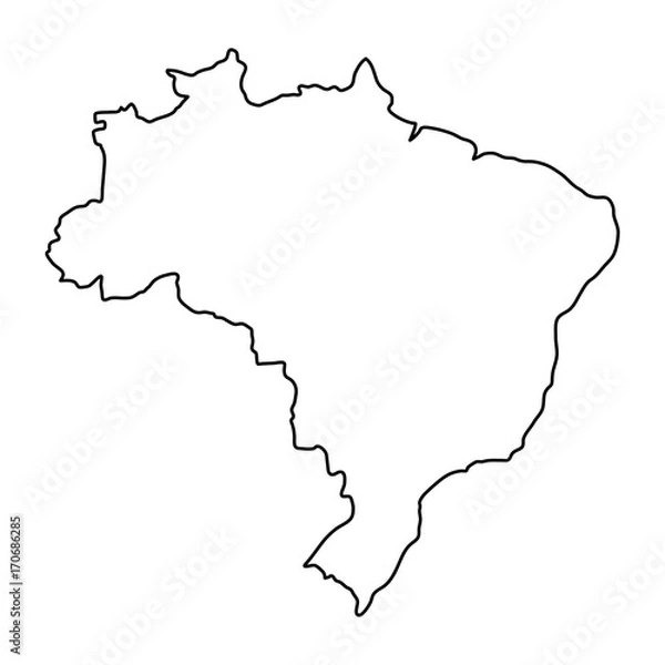 Obraz Mapa Brazylii czarny kontur krzywych ilustracji wektorowych
