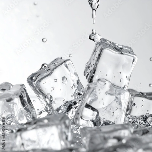 Obraz Ice cubes splashing with water droplets