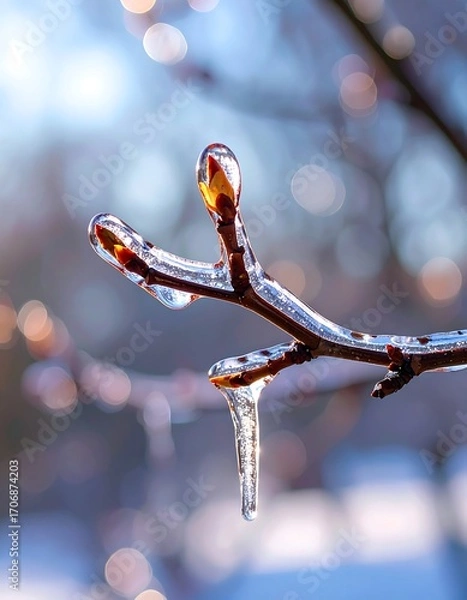Obraz Iced tree branch in sunlight