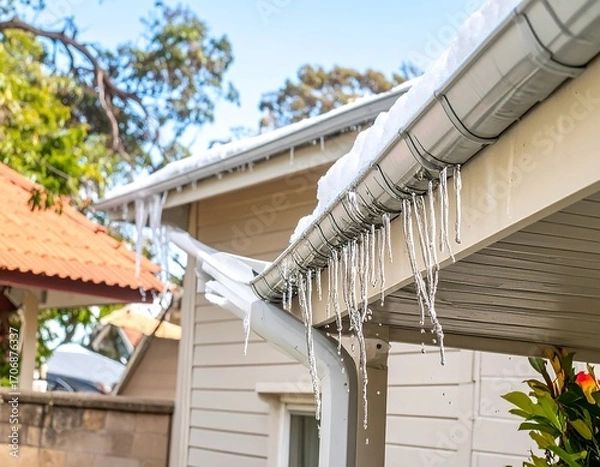 Obraz Icicles hanging from a house's gutter