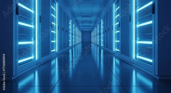 Obraz Modern Glowing Server Room Data Center Network Infrastructure