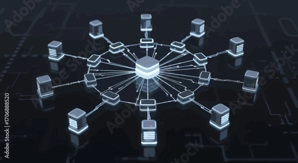 Fototapeta Abstract Server Network Connection For High Performance Data System
