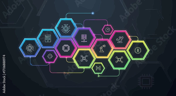 Fototapeta Abstract Technology Network Concept Representing Data Connection and Innovation