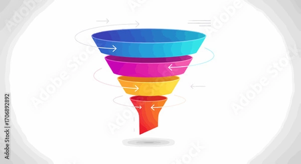 Fototapeta Colorful Funnel Chart Illustrating Conversion Process or Sales Strategy