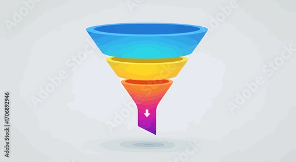 Fototapeta Colorful Data Funnel Visualization For Business Conversion Process Analysis