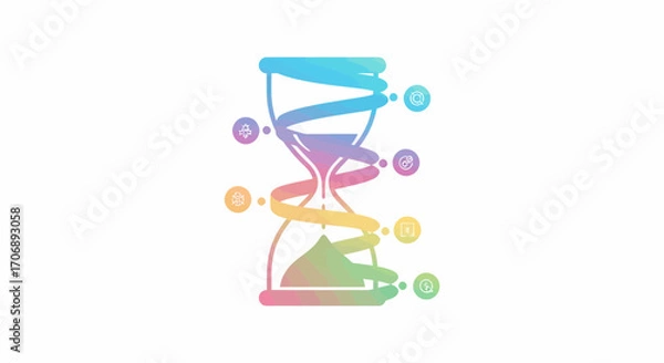 Fototapeta Colorful Hourglass Infographic Representing Time Management Process