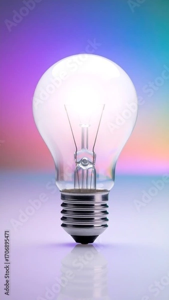 Obraz Illuminated lightbulb against a gradient background