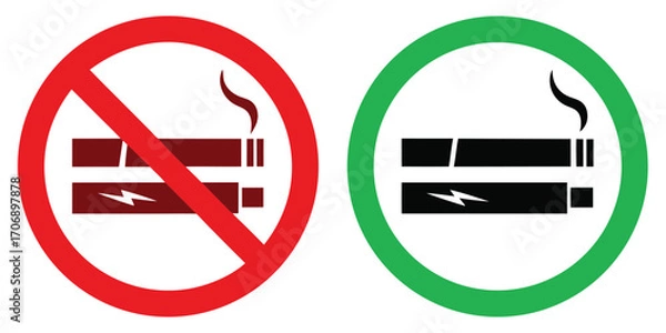 Fototapeta No smoking, No vaping combined sign. Smoking & vaping area or allowed symbol. High resolution vector icon 
