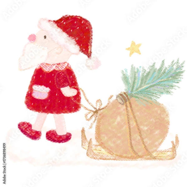 Obraz santa claus and christmas tree