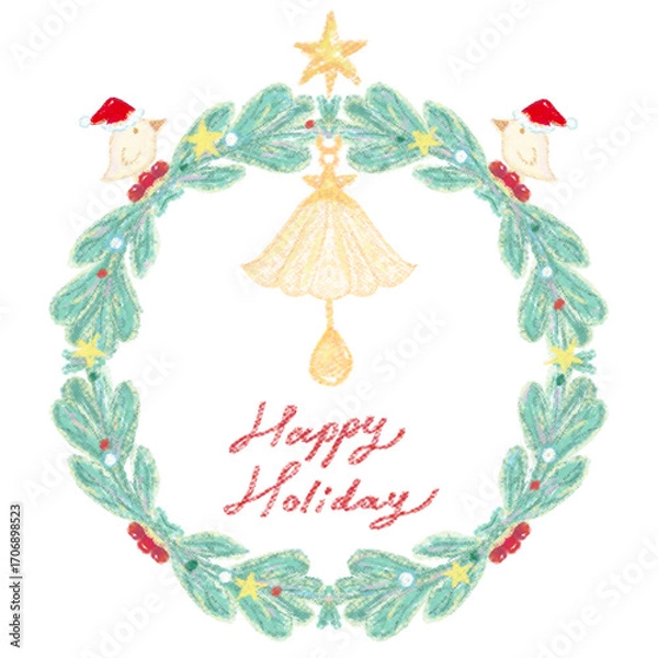 Fototapeta christmas wreath with bells