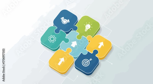 Fototapeta Interconnected Puzzle Pieces Symbolizing Business Strategy And Partnership