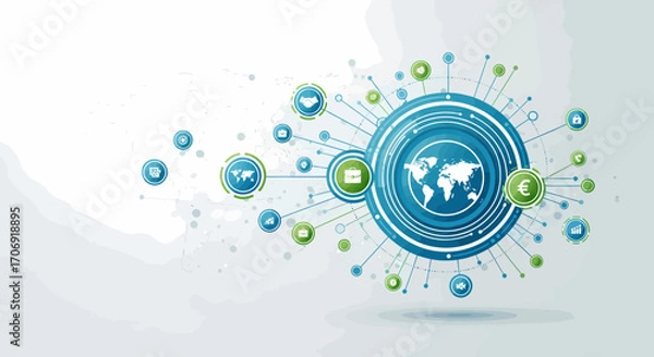 Fototapeta Modern Global Network Technology Connectivity Digital Concept Illustration
