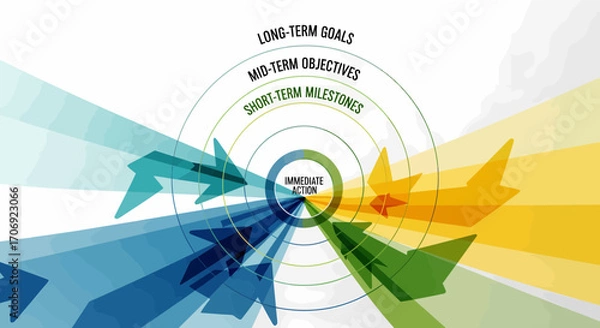 Fototapeta Strategic Vision Arrow Chart For Business Planning And Goal Setting