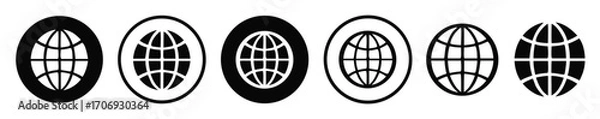 Fototapeta High resolution globe or website icon set isolated on transparent background. design element for Website, app, business card, cv 
