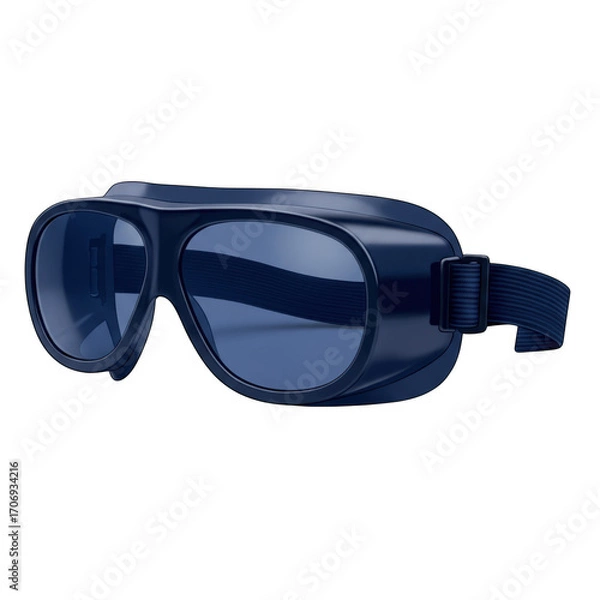 Obraz Dark blue diving goggles with adjustable strap isolated on transparent background