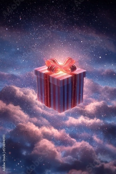 Fototapeta Gift in the Clouds - A Magical Present in the Sky.