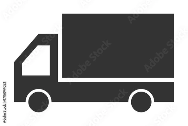 Fototapeta 黒色配送トラックアイコン 配送・物流・輸送・宅配サービス用 フラットベクターイラスト