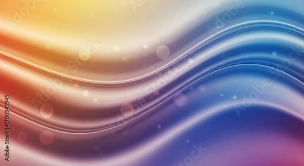 Fototapeta Futuristic digital art background with flowing energy lines and shimmering bokeh effect, blending warm and cool color gradients